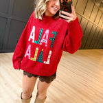 Fa La La Christmas Crew Neck Sweater In Red - Infinity Raine