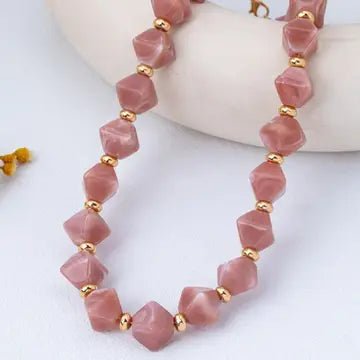 Faceted Resin Briolette Necklace In Blush - Infinity Raine