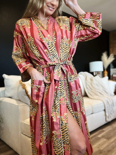 Cotton Kimono Robe-Pink - Infinity Raine