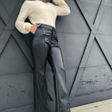 Faux Ever Leather Flare Trouser-Black - Infinity Raine