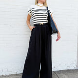 Black Silky Oversized Pants In Black - Infinity Raine