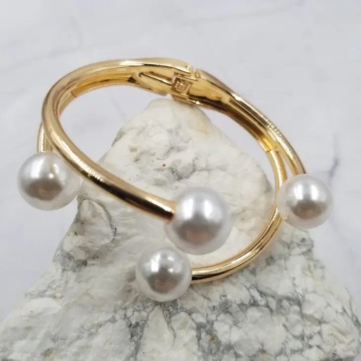 Double Layer Pearl Cuff Bracelet-Gold - Infinity Raine