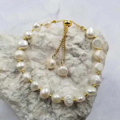 Freshwater Pearl Bracelet-Gold - Infinity Raine