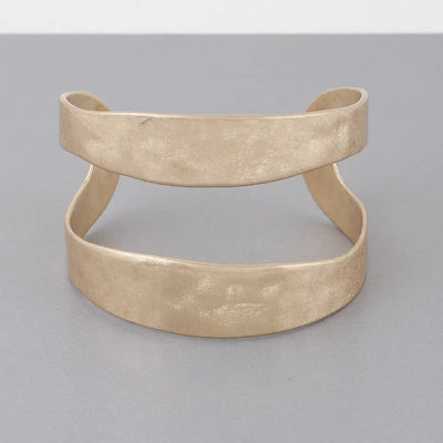 Hammered Open Cuff Bracelet-Gold - Infinity Raine