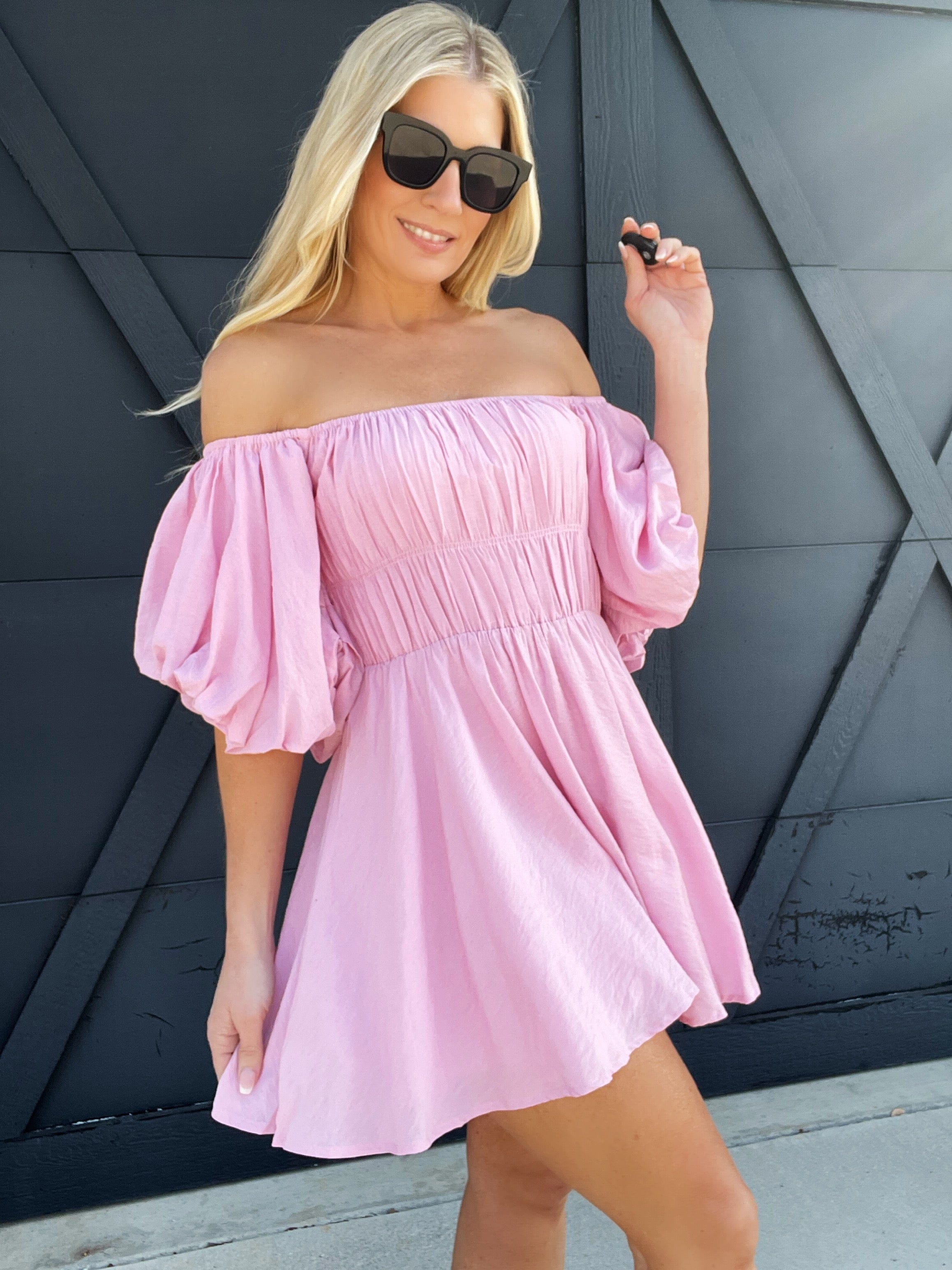 Puff Sleeve Mini Dress In Bubblegum Pink - Infinity Raine