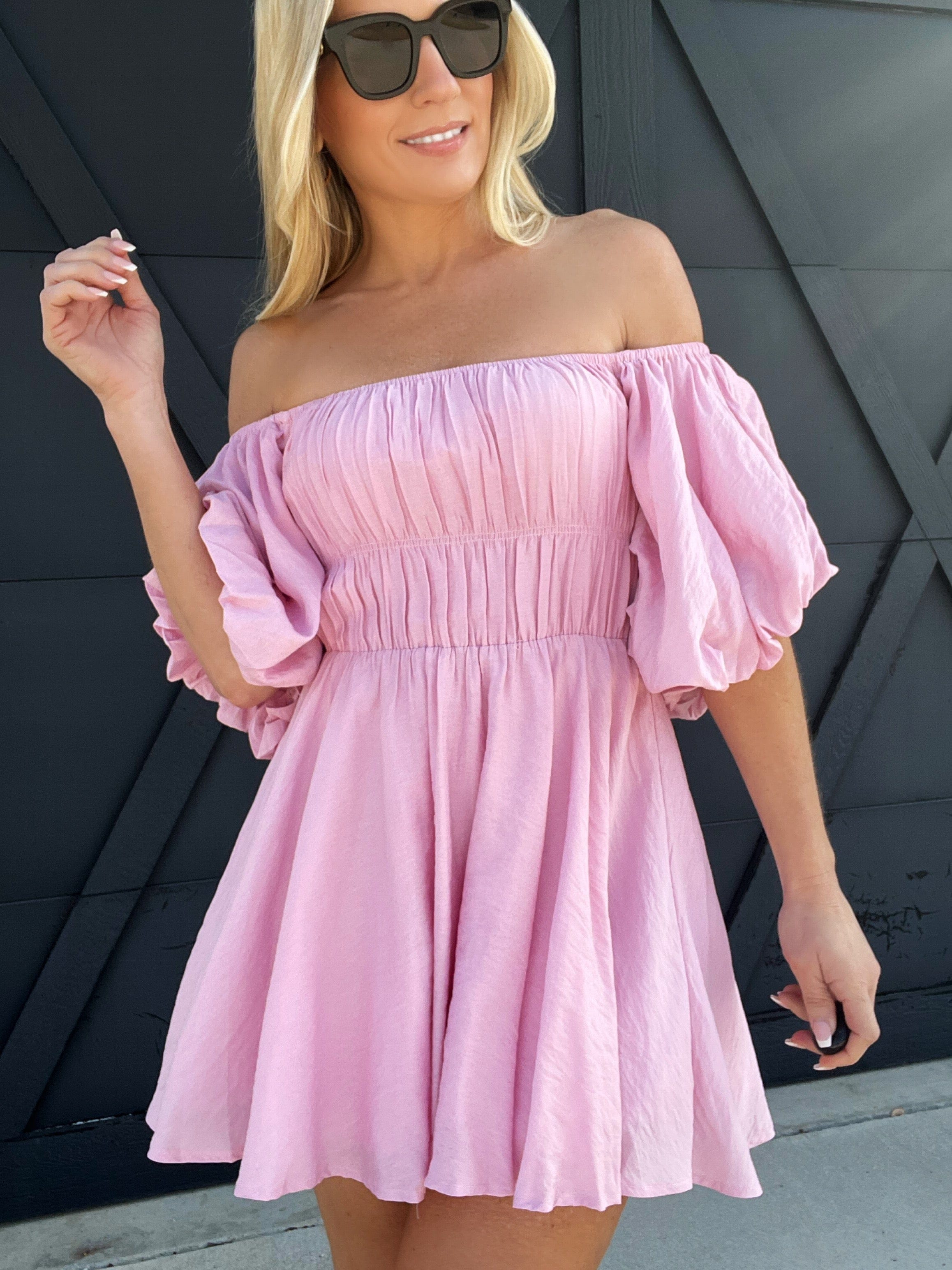 Puff Sleeve Mini Dress In Bubblegum Pink - Infinity Raine