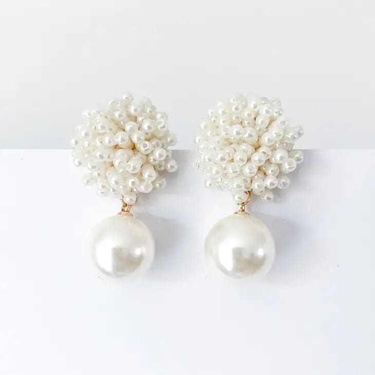 Nicholls Charlotte Cluster Pearl Earrings-Pearl - Infinity Raine
