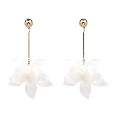 Nicholls Francoise Flower Drop Earrings-White - Infinity Raine