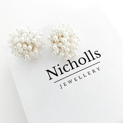 Nicholls Lottie Cluster Earrings-Pearl - Infinity Raine