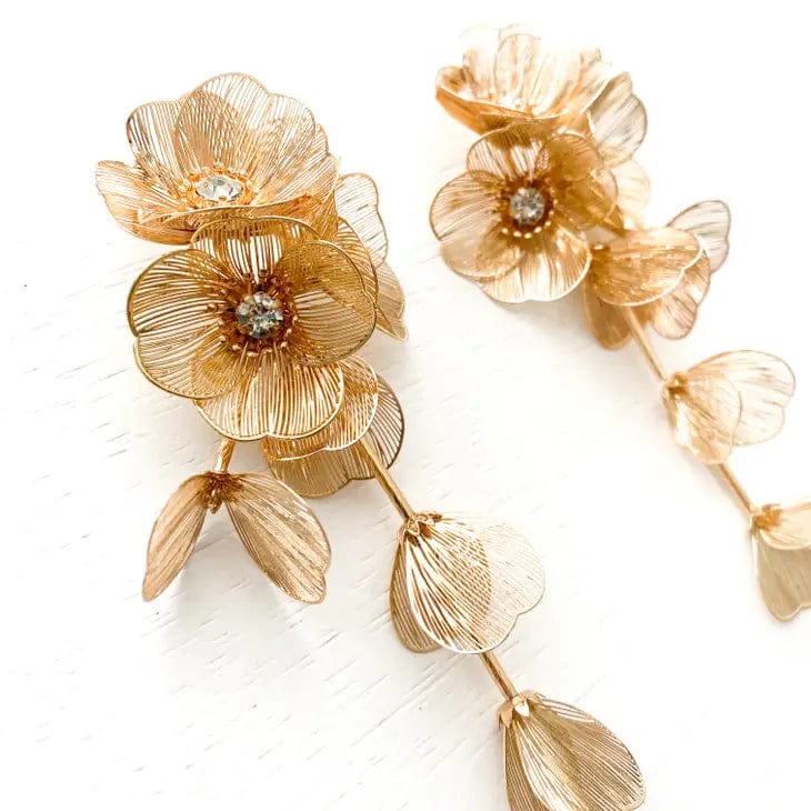Nicholls Waterfall Flower Drop Earrings-Gold - Infinity Raine