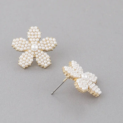 Pearl Flower Studs-Gold - Infinity Raine