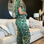 Hello Mello Satin Beauty Sleep Pajama Pants-Pink Palm - Infinity Raine