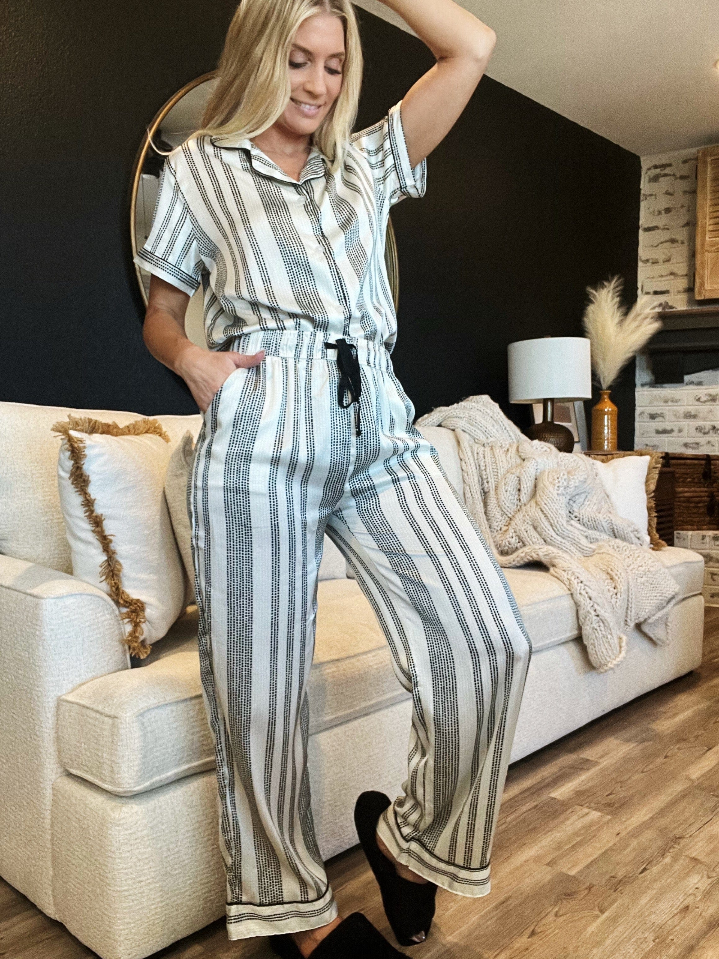 Hello Mello Satin Beauty Pajama Pants-Overnight Oasis - Infinity Raine