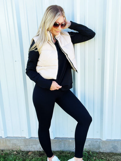 Padded Cropped Gilet-Stone - Infinity Raine