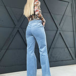 Stretch Corduroy Flare Trouser-Mineral Blue - Infinity Raine