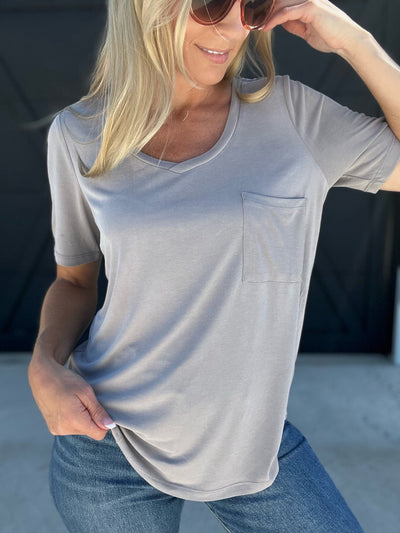 Basic Pocket Tee-Grey - Infinity Raine