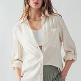 Front Button Full Closure Long Sleeve-Natural - Infinity Raine