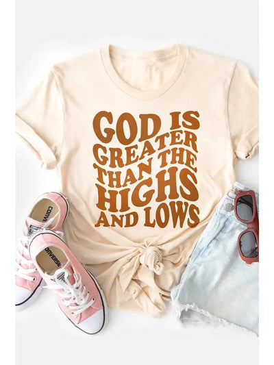 God Is Greater Graphic Tee-Off White - Infinity Raine
