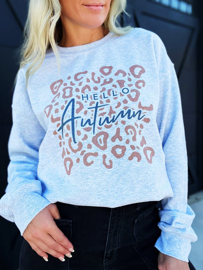Hello Autumn Sweatshirt-Grey - Infinity Raine