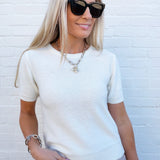 FAIRE Tops - Sweaters Short Sleeve Crew Neck Sweater In Off White