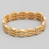 Metallic Elastic Scales Bracelet In Gold - Infinity Raine