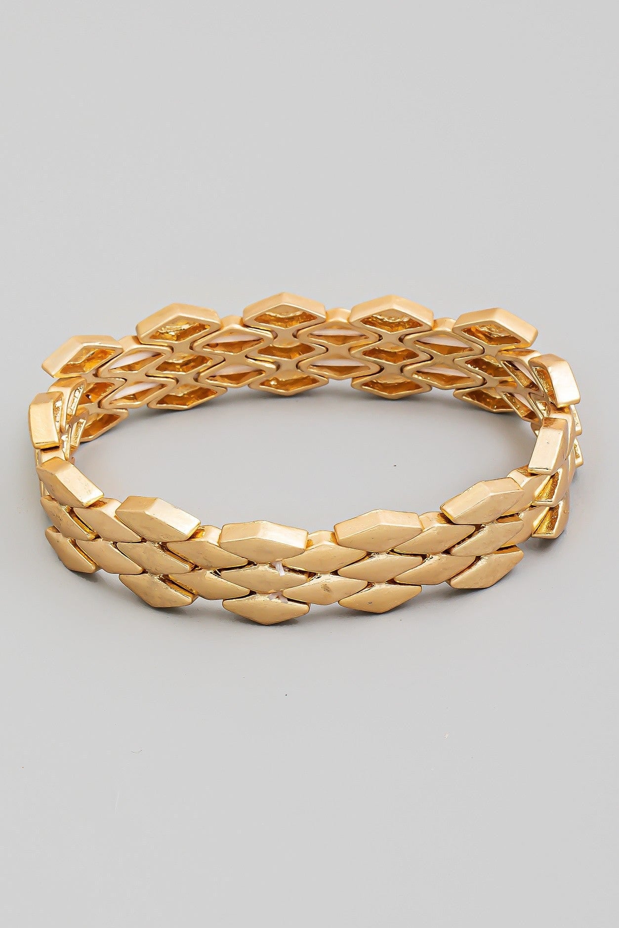 Metallic Elastic Scales Bracelet In Gold - Infinity Raine