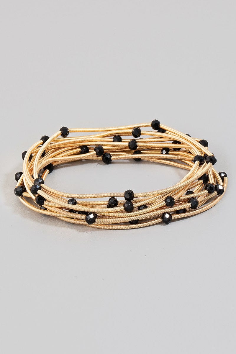 fame accessories Jewelry - Bracelets Multi Strand Stretch Bracelets In Black and Gold