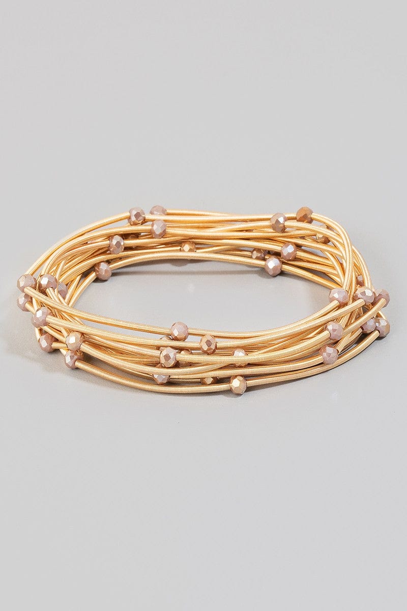 fame accessories Jewelry - Bracelets Multi Strand Stretch Bracelets In Taupe and Gold