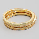 Snake Chain Elastic Bracelet Set In Gold - Infinity Raine