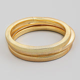 Snake Chain Elastic Bracelet Set In Gold - Infinity Raine