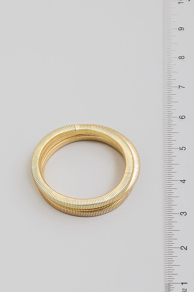 fame accessories Jewelry - Bracelets Snake Chain Elastic Bracelet Set In Gold