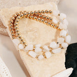Stone And Metallic Beaded Bracelet Set In White - Infinity Raine