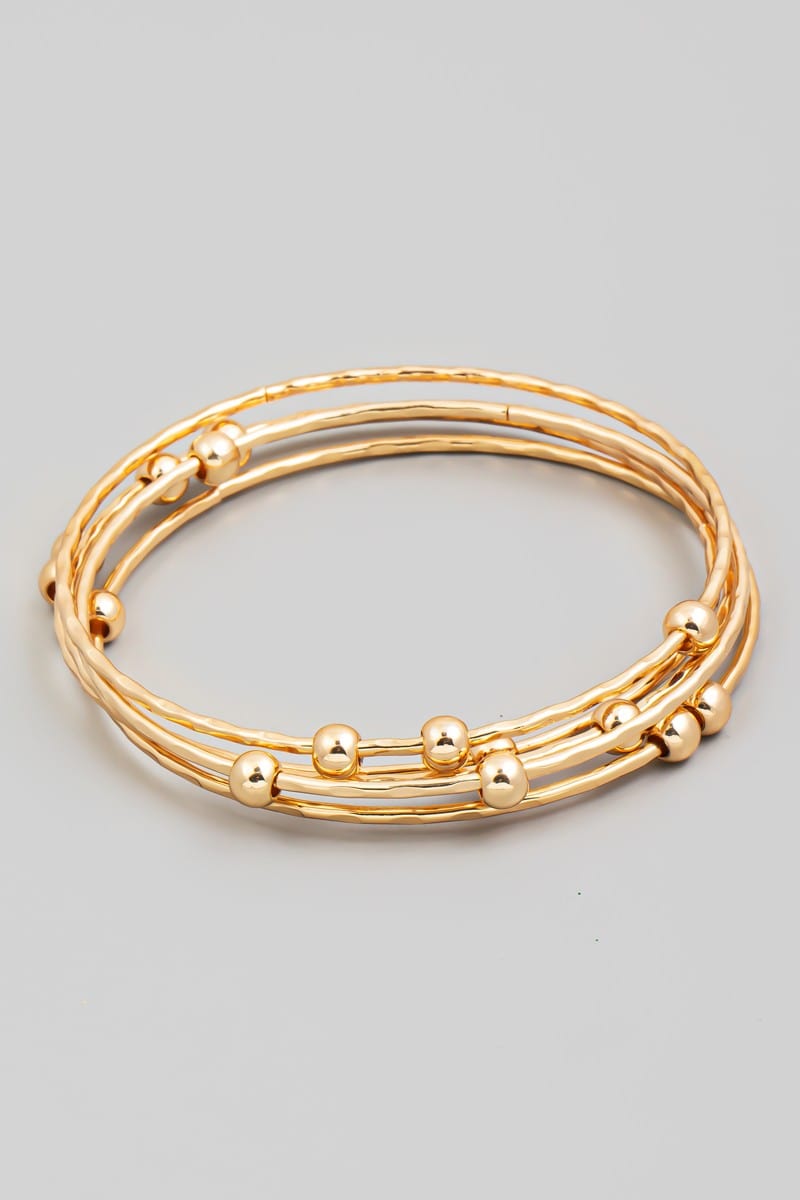 Thin Metallic Bangle Bracelet Set In Gold - Infinity Raine