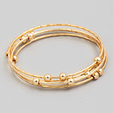 Thin Metallic Bangle Bracelet Set In Gold - Infinity Raine