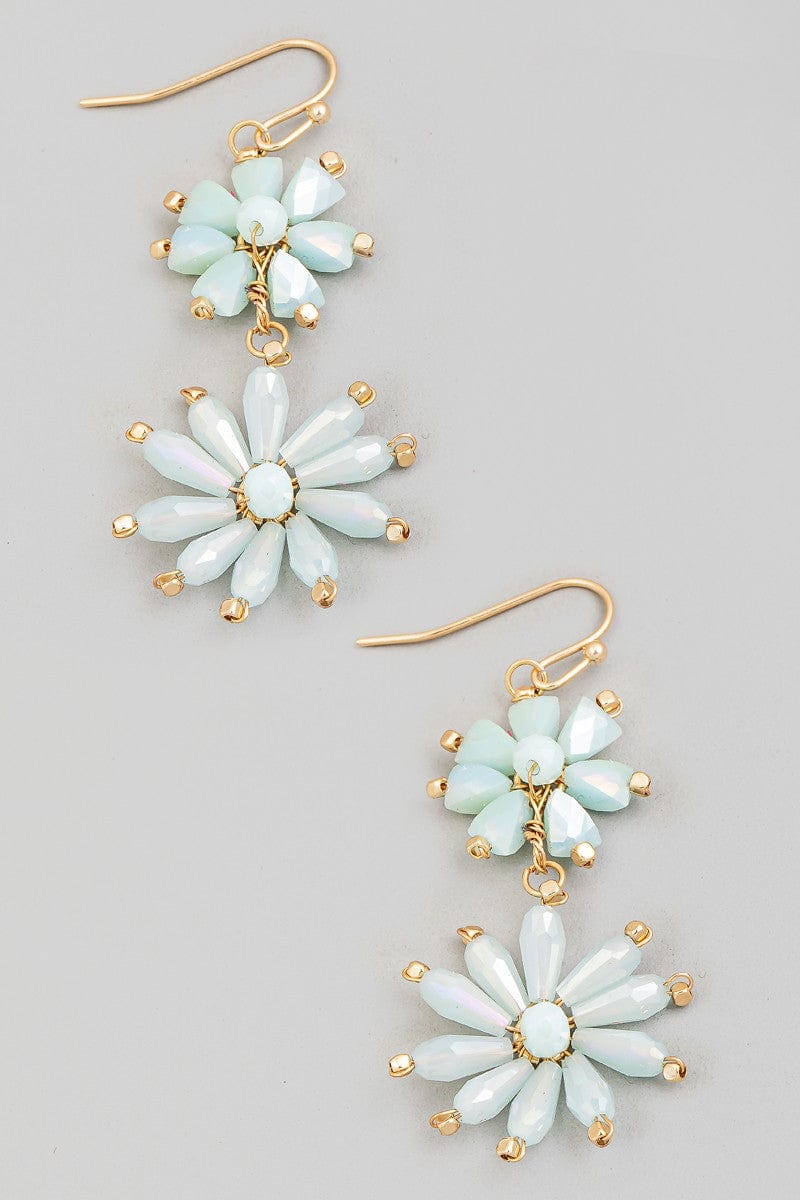 fame accessories Jewelry - Earrings Beaded Flower Chain Dangle Earrings In Blue