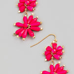 Beaded Flower Chain Dangle Earrings In Hot Pink - Infinity Raine