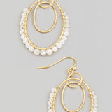Double Round Drop Glass Bead Earrings In White - Infinity Raine