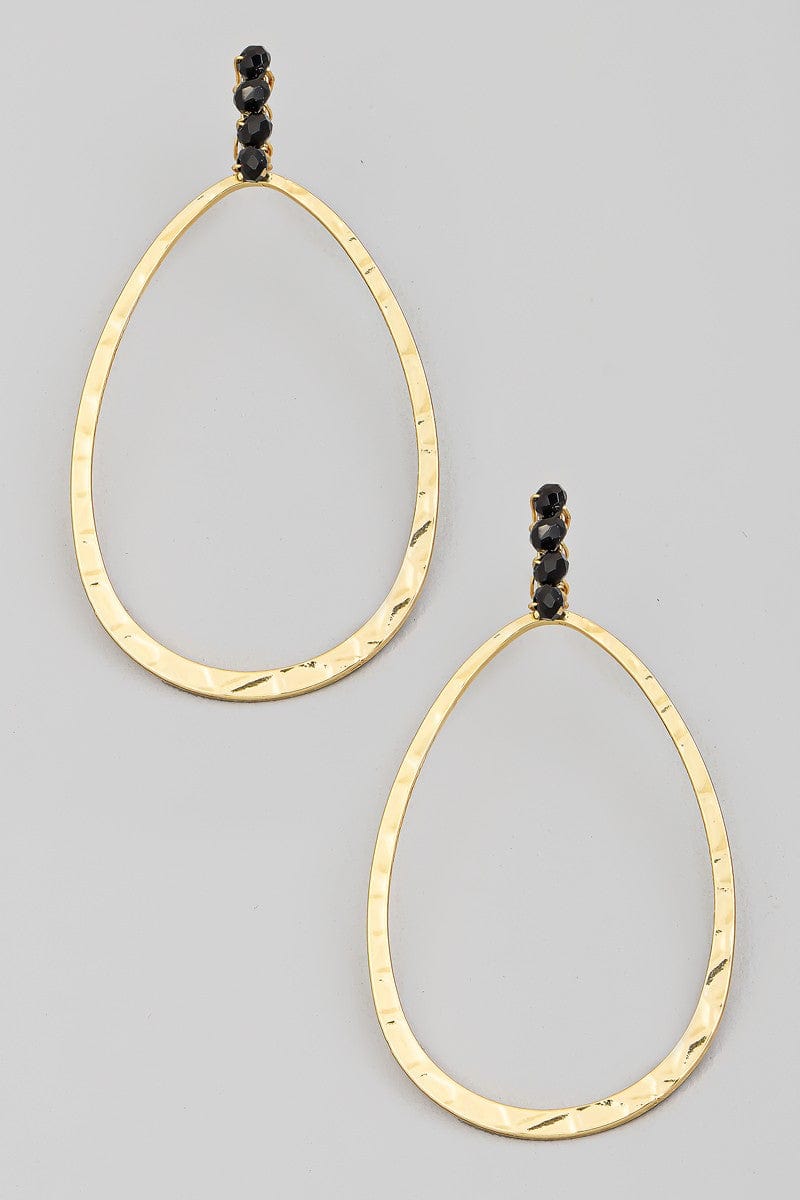 fame accessories Jewelry - Earrings Hammered Oval Drop Earrings In Gold and Black