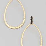Hammered Oval Drop Earrings In Gold and Black - Infinity Raine