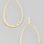 Hammered Oval Drop Earrings In Gold and White - Infinity Raine