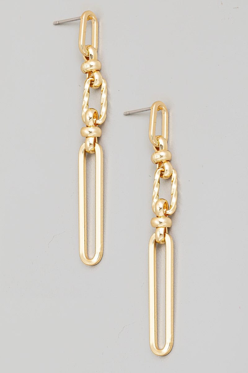 fame accessories Jewelry - Earrings Mixed Oval Chain Earrings In Gold
