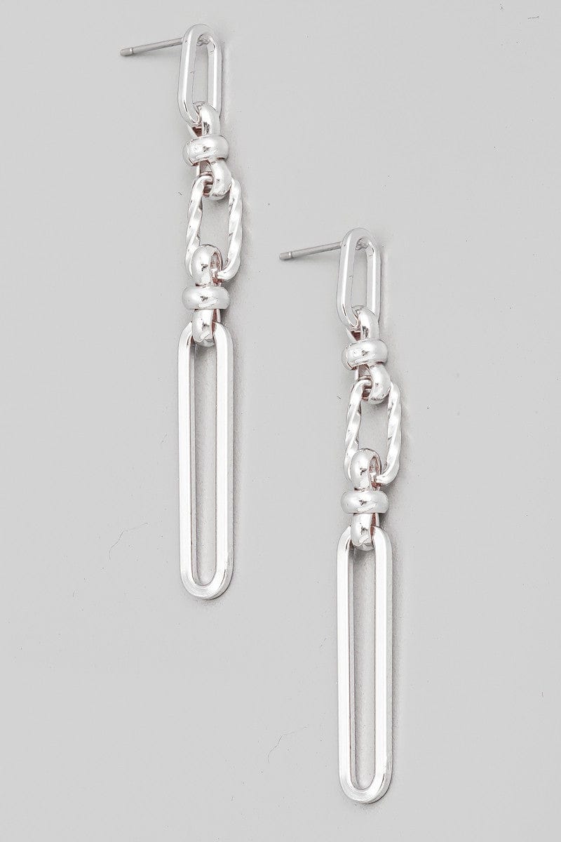 fame accessories Jewelry - Earrings Mixed Oval Chain Earrings In Silver