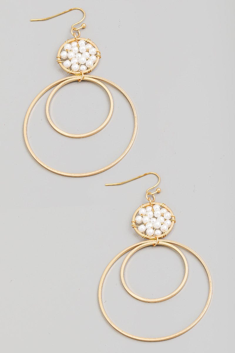 fame accessories Jewelry - Earrings Pearl Bead Disc And Hoop Earrings In Gold