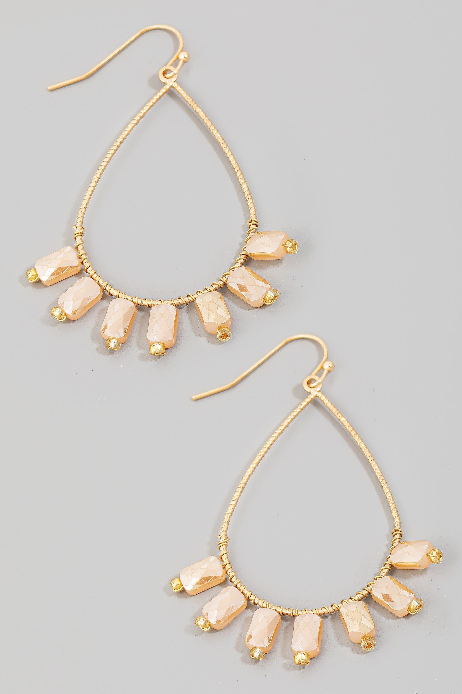 fame accessories Jewelry - Earrings Rhinestone Beaded Tear Dangle Earring In Taupe