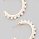 Wrapped Pearl Studded Hoop Earrings In Ivory - Infinity Raine