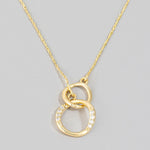 Dainty Two Ring Link Charm Necklace In Gold - Infinity Raine