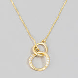 Dainty Two Ring Link Charm Necklace In Gold - Infinity Raine