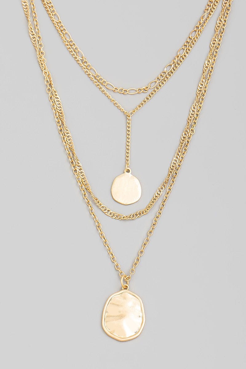 fame accessories Jewelry - Necklaces Double Disc Charm Layered Necklace In Gold