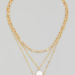 Pearl And Metallic Disc Layered Charm Necklace In Gold - Infinity Raine
