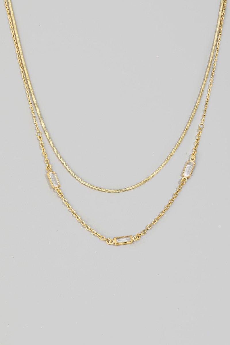 fame accessories Jewelry - Necklaces Two Row Layered Chain Necklace In Gold
